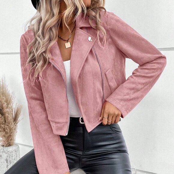 Jackets & Blazers - Dusty Pink Casual Women's Lapel Collar Jacket
